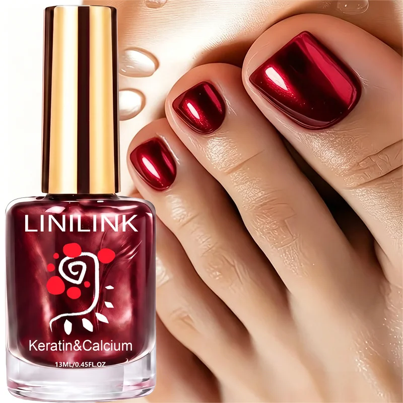 Metallic Pearly Red Polish, high-saturation even pearl finish, moisturizes. Spicy-sweet-cool, strengthener - quick-dry no lamp