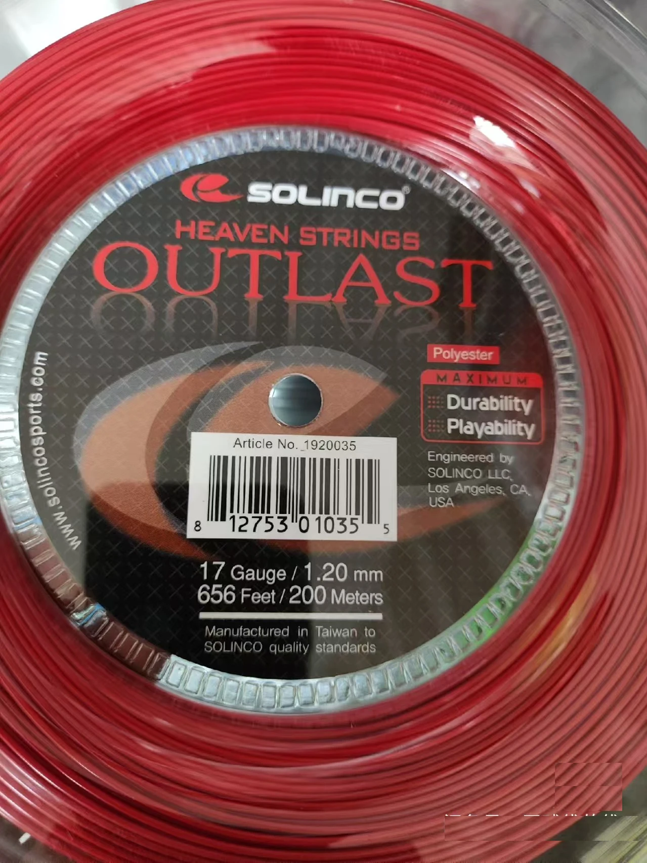 11.7 متر/القطعة مقياس 1.20 مللي متر Solinco OUTLast جولة هجوم مطاطا البوليستر سلسلة التنس الصلبة