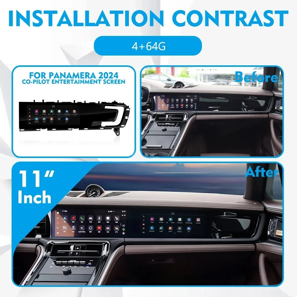 

Upgrade New 11" Co-pilot Display For Porsche Panamera 2024 Car Radio Stereo Carplay Multimedia Player Screen Android13 Head Unit