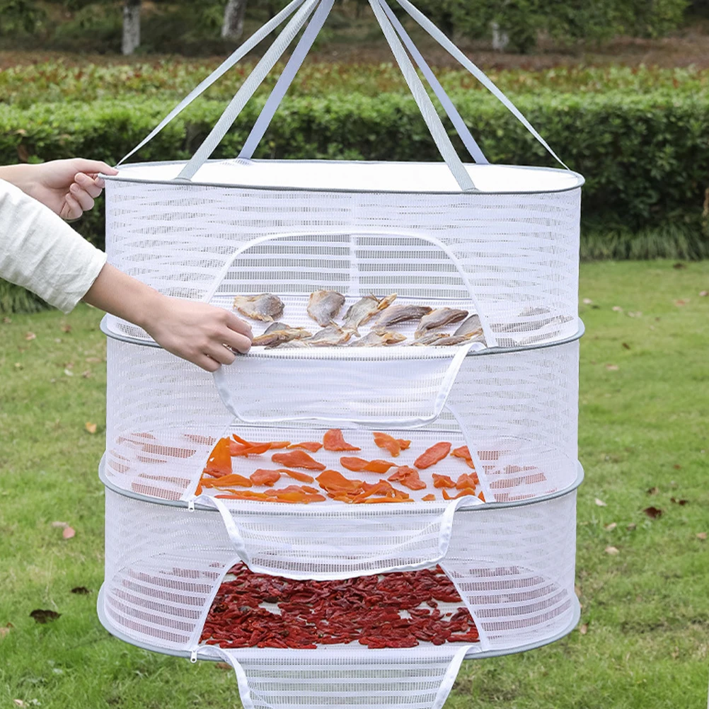 

Multi-layer Mesh Hanging Rack Foldable Clothes Net Organizer Steel Wire Structure Ventilated Windproof Large for Vegetables