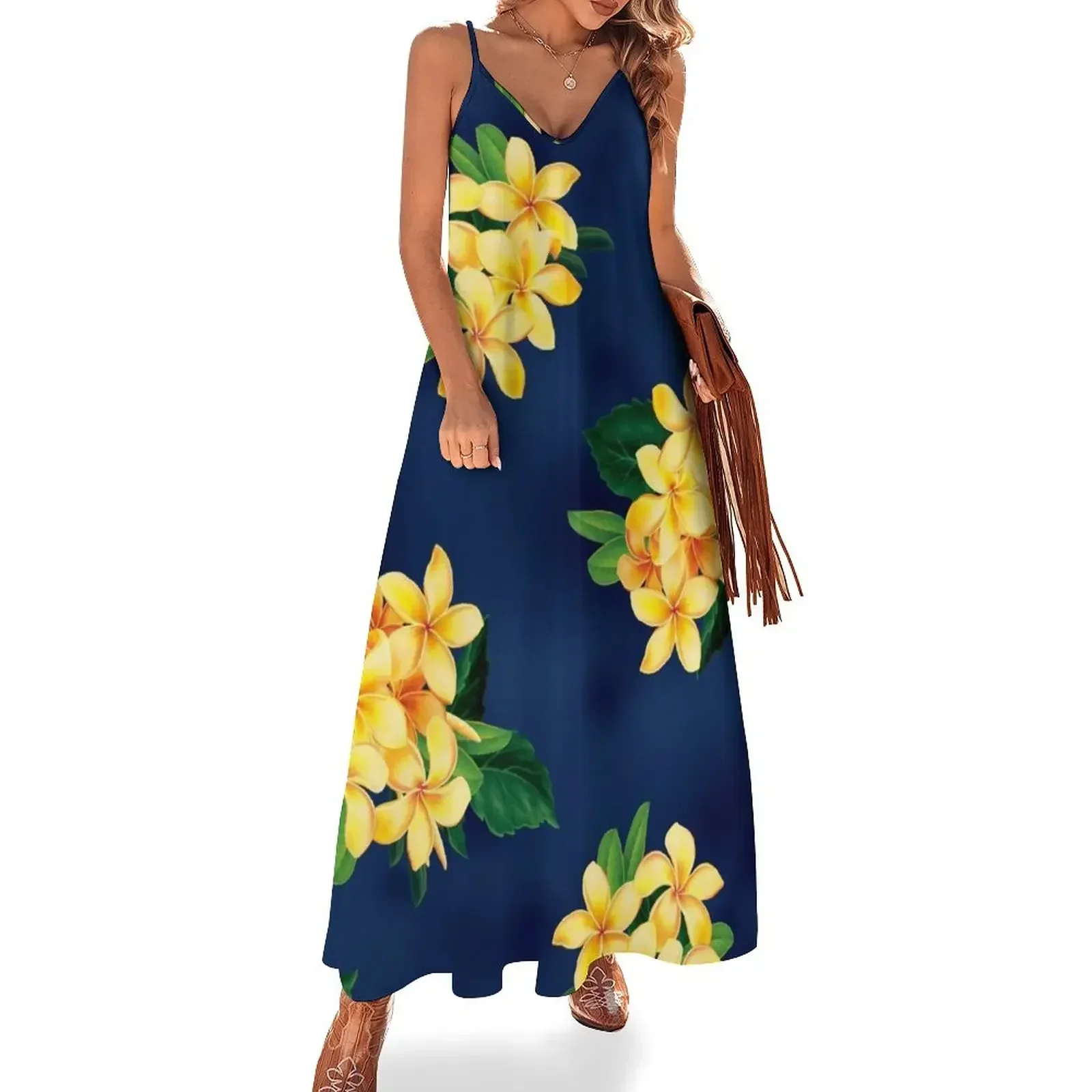 

Tropical Paradise Hawaiian Plumeria Illustration Sleeveless Dress dresses for prom dresses for womens 2025 Dress