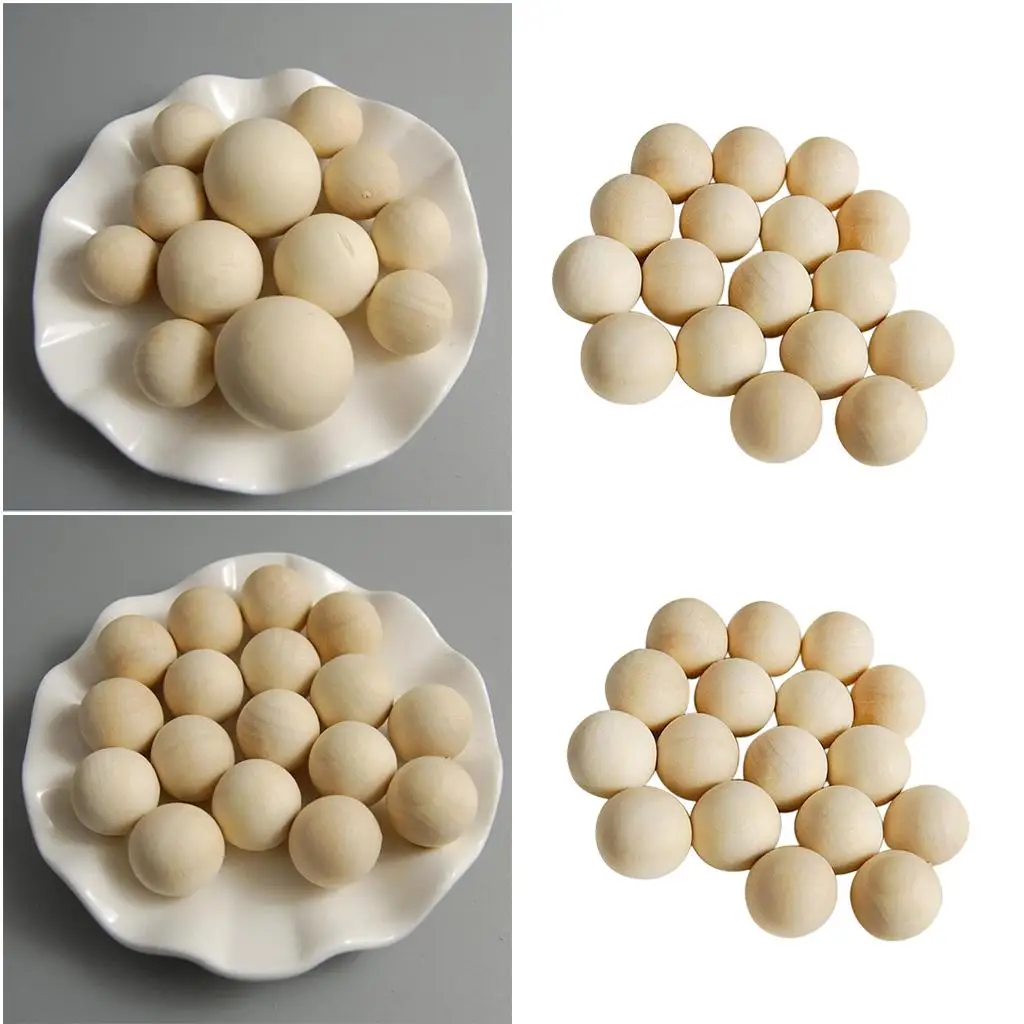 200 Pieces Bulk Round Wood Beads Loose Spacer for Crafts 14/10mm