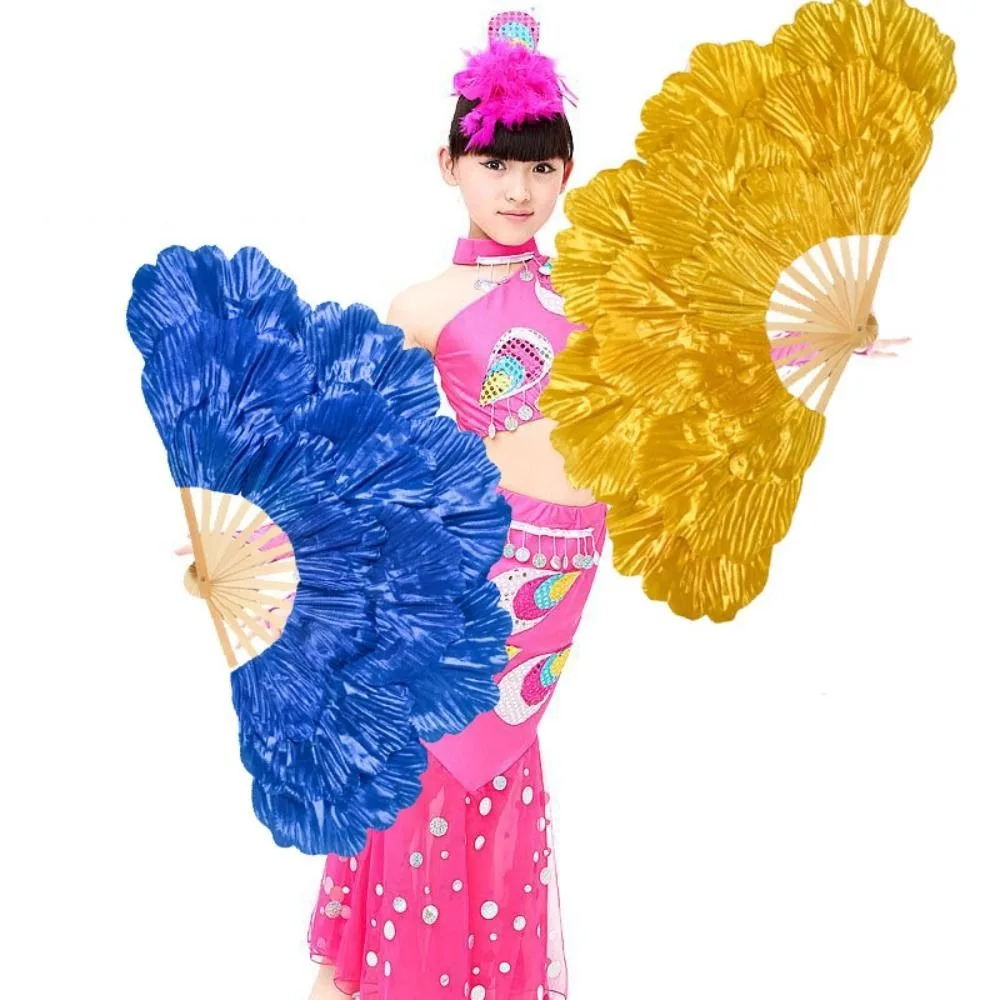 Chinese Style Peony Petal Dancing Fan Multi-layered Bamboo Frame Yangko Performance Fan Large Size Flower Folding Fan Gift
