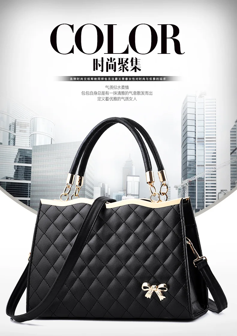 Einfarbig Mode Frauen Handtaschen Weiche Leder Tote Tasche Casual Große Umhängetaschen für Frauen Neue Schulter Messenger Taschen – Detail 1