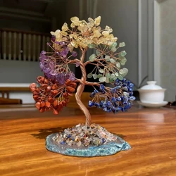 Vintage Gemstone Bonsai Tree with Mixed Crystal Stones Chakra Healing Feng Shui Decorative Tree Positive Energy Crystal Tree