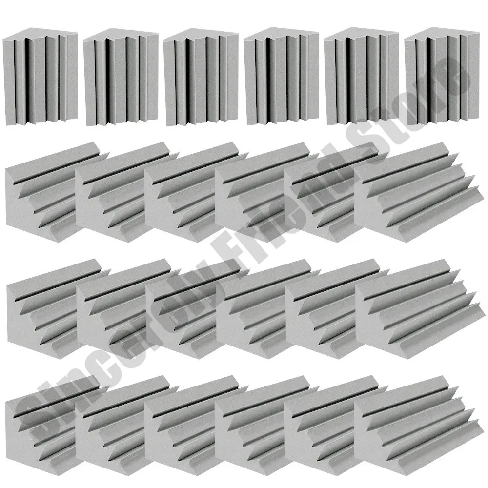 12/24pcs 12x12x24cm Studio Acoustic Foam Bevel Bass Traps High Density Soundproof Insulation Wall Corner Panel Sound Absorption
