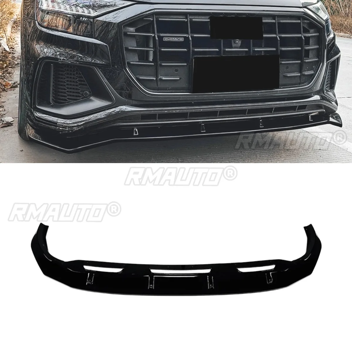 

For Audi Q8 Car Front Bumper Lip Kit Front Bumper Guard Protector Cover Apron For Audi Q8 SQ8 Sline 2019-2023 Car Accessories