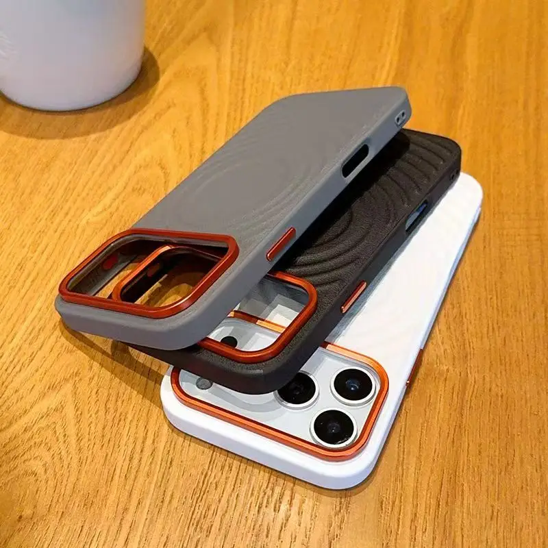 حافظة جلدية مغناطيسية بنمط تموج لهاتف آيفون 17 برو ماكس اير 17 16E 16 Plus 15 غطاء هاتف حماية كاملة للشحن اللاسلكي #5