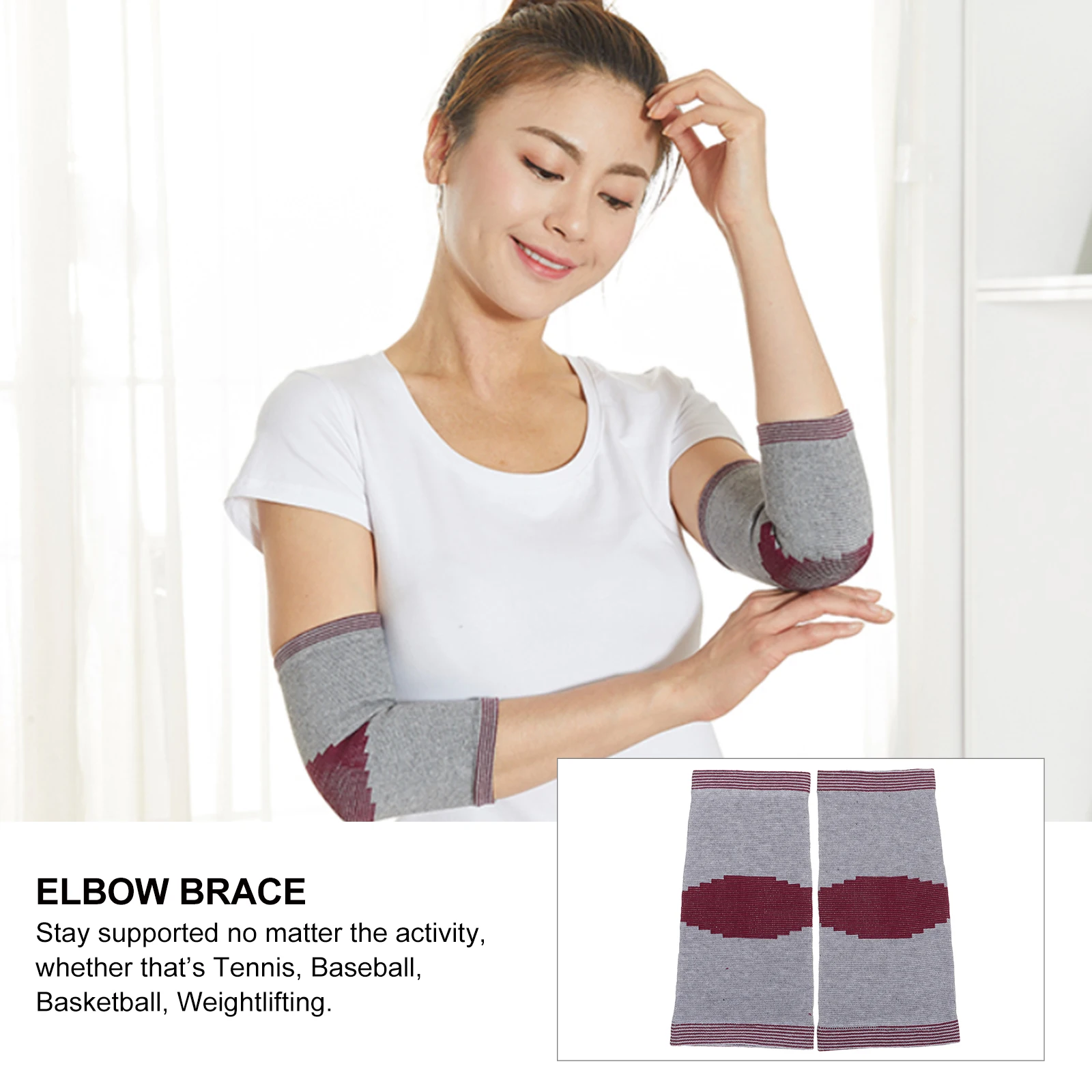 

Elbow Protective Sleeve Breathable Sports Arm Guards Elastic Support Brace For Running Tennis Basketball Men Women Red