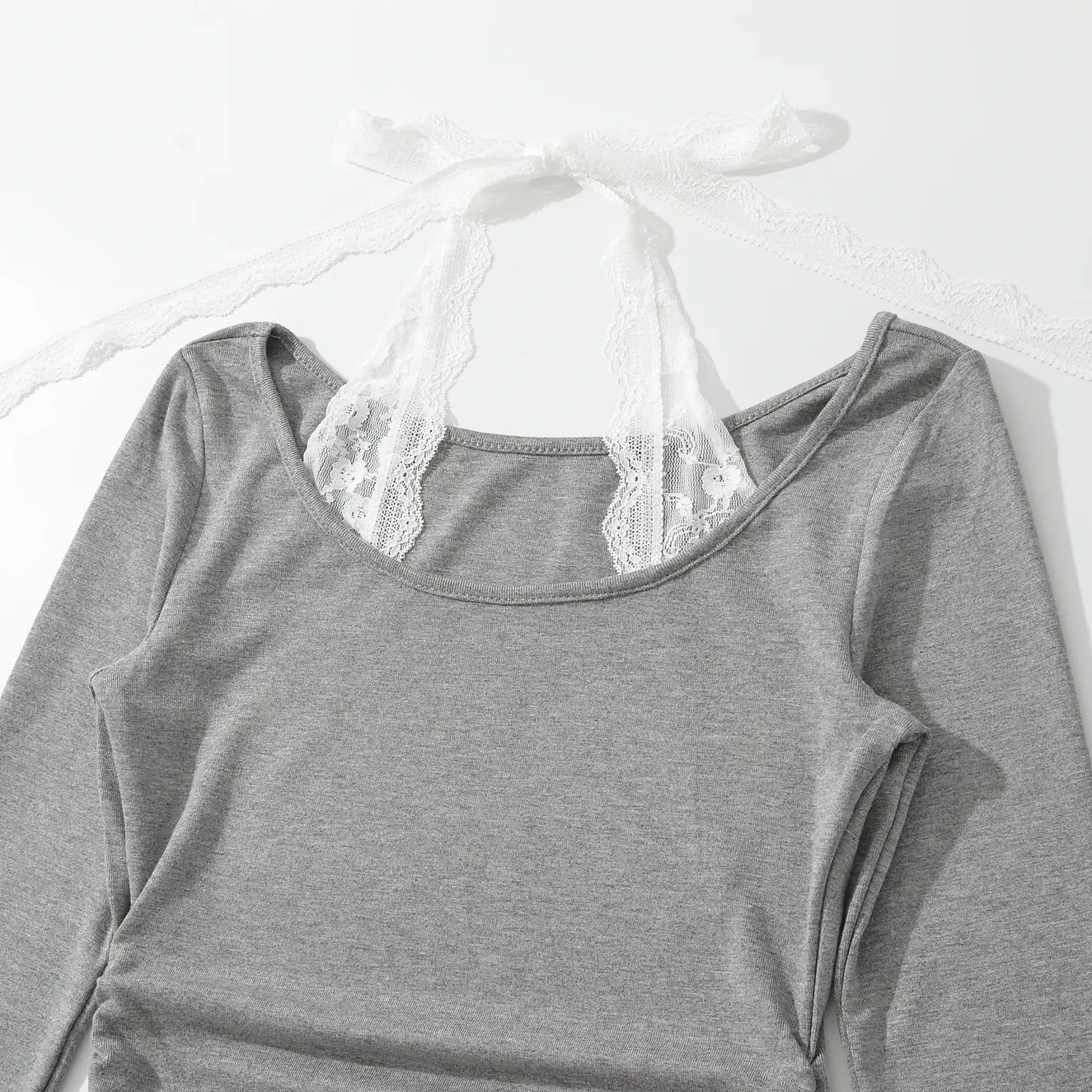 Maglietta Lunga in Pizzo da Donna, Aderente in Vita, Base Elegante, Design Estivo e Autunnale 2025