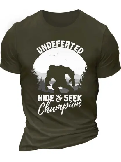 Men’s Undefeated Hide & Seek Champio Casual Cotton Crew Neck Text Letters T-Shirt