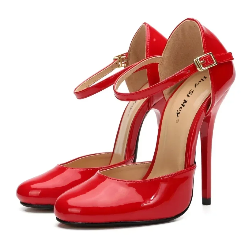 Spring Super Stiletto Heel Pumps Korean Style Pointed Toe Patent Leather 13CM Thin Heels Neutral Girls Shallow Sexy Wedding Shoe