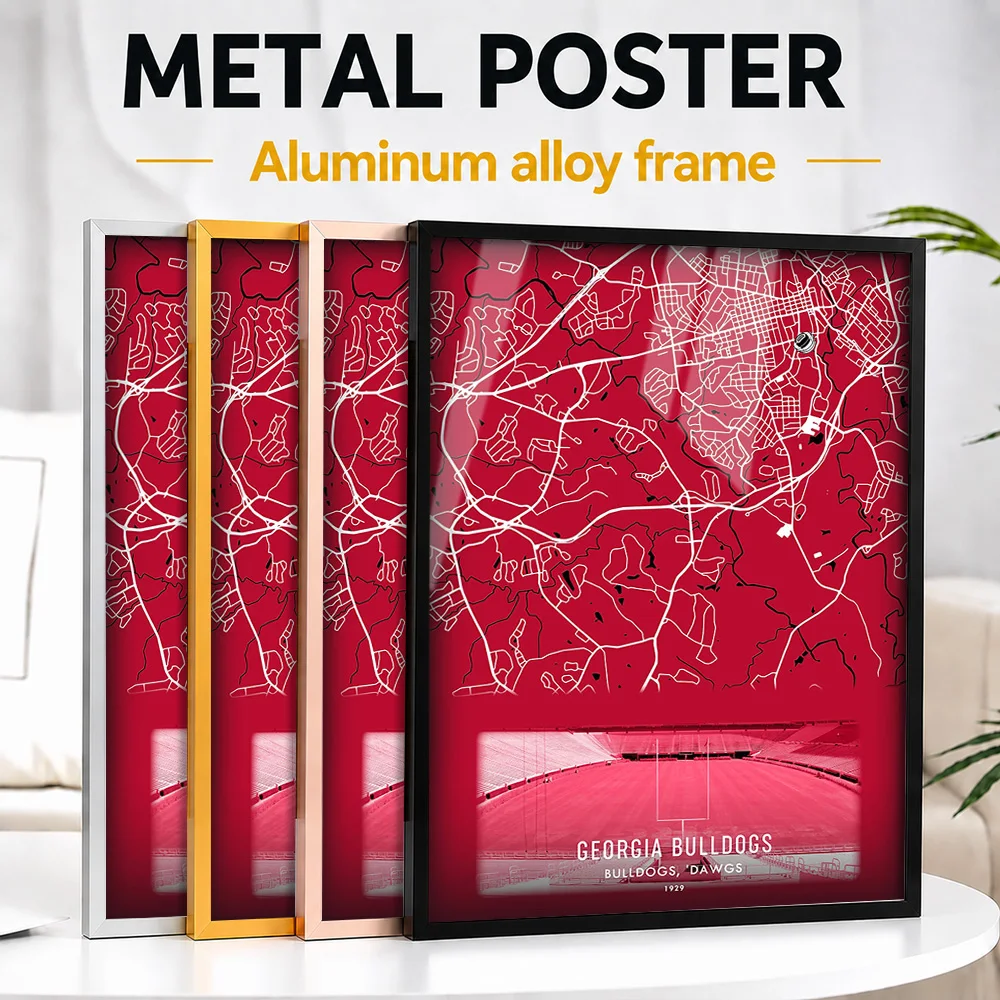 Georgia Football Stadium Metal Poster With Aluminum Alloy Frame Customized Cartographic Wall Art For Clubhouse Reception Area