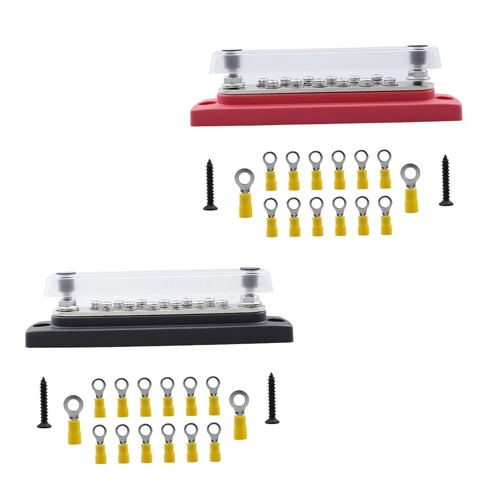 Power Distribution Block, Row Screw Terminal Strip Replace Parts 150A 12 Studs Ground Distribution Block Bus Bar for RV Car