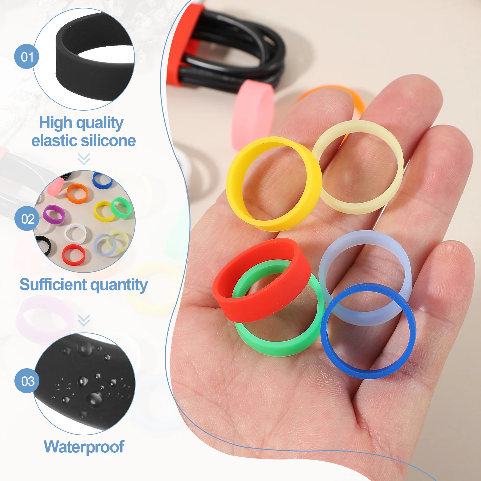 

30Pcs Silicone Rubber Bands Rubber Bands Rings Cable Ties Strong Elastic Bands Non-Slip for Cord Wrapping Bag Wraps Accessory