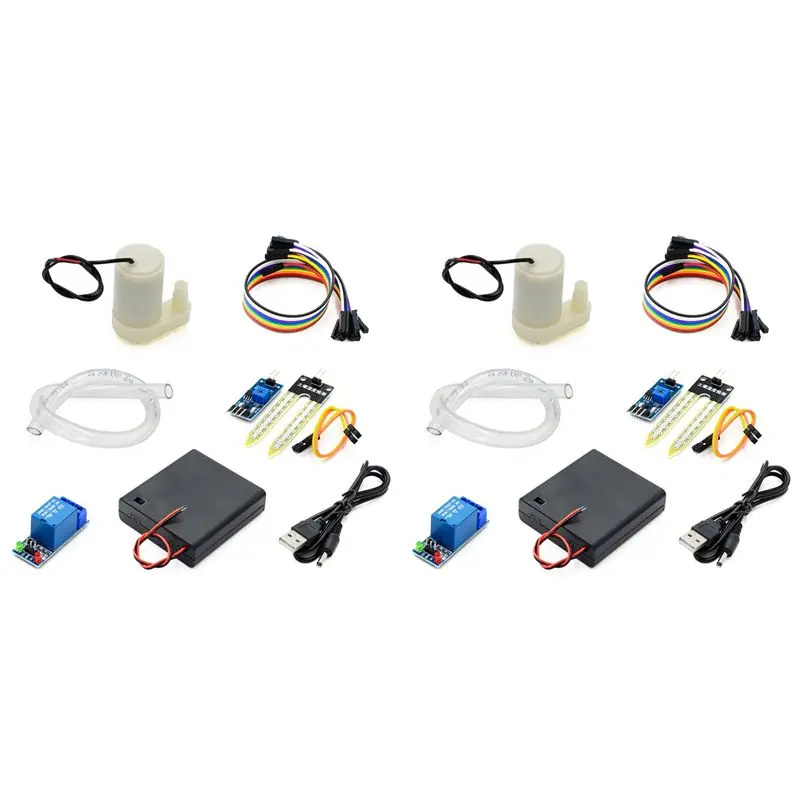 A36T-2Set Automatic Irrigation DIY Kit Water Pump Soil Moisture Detection Garden Drip Watering Watering Irrigation System