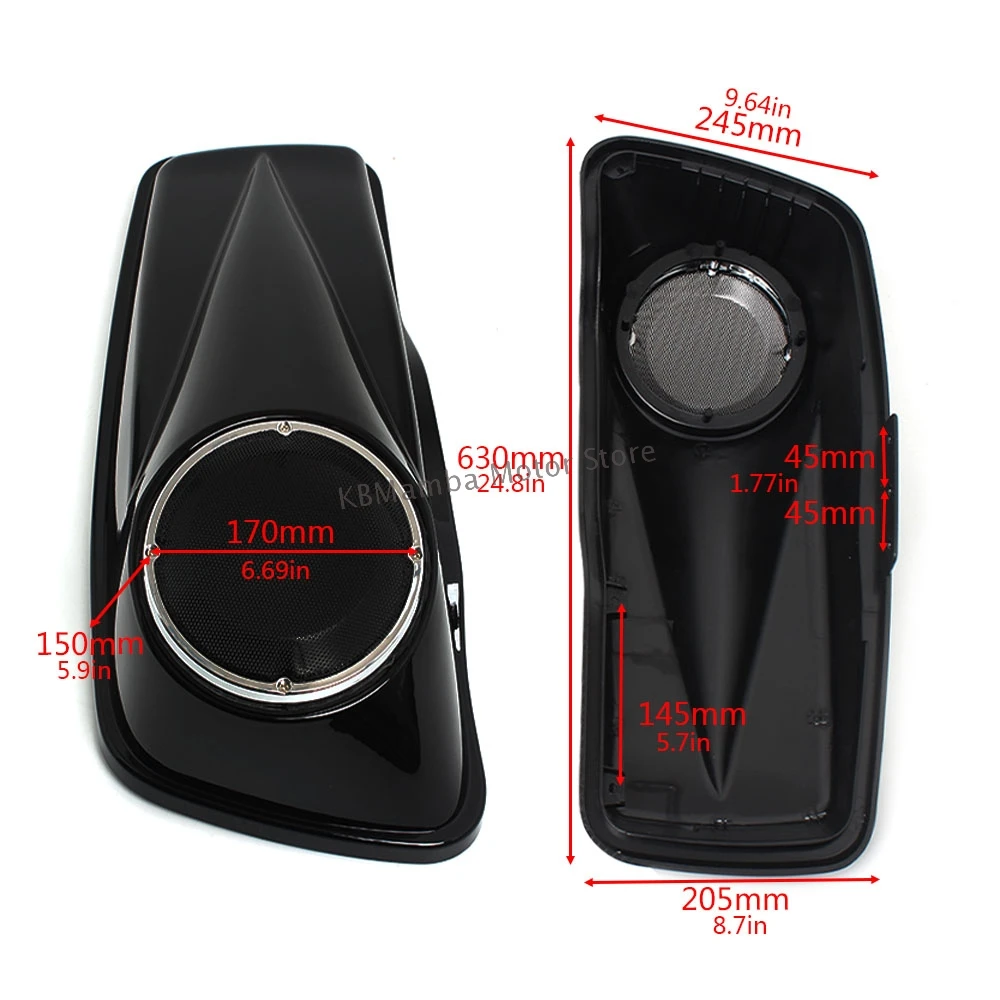 Vivid Black Motorcycle Saddlebag Speaker Lids Audio Covers For Harley Touring Road King Road Glide FLT FLHT FLHTCU FLHRC