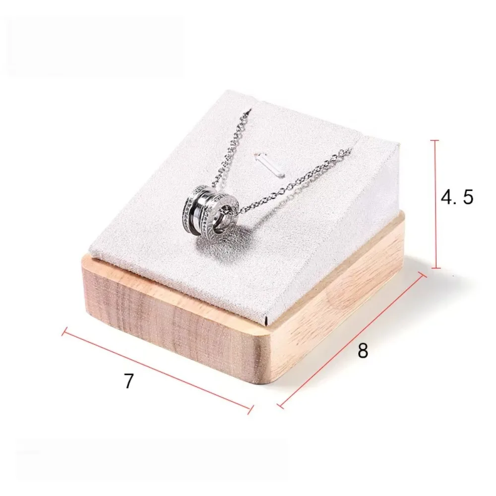 

New Wooden Necklace Display Stand PU Velvet Slope Display Rack Jewelry Pendant Holder Women