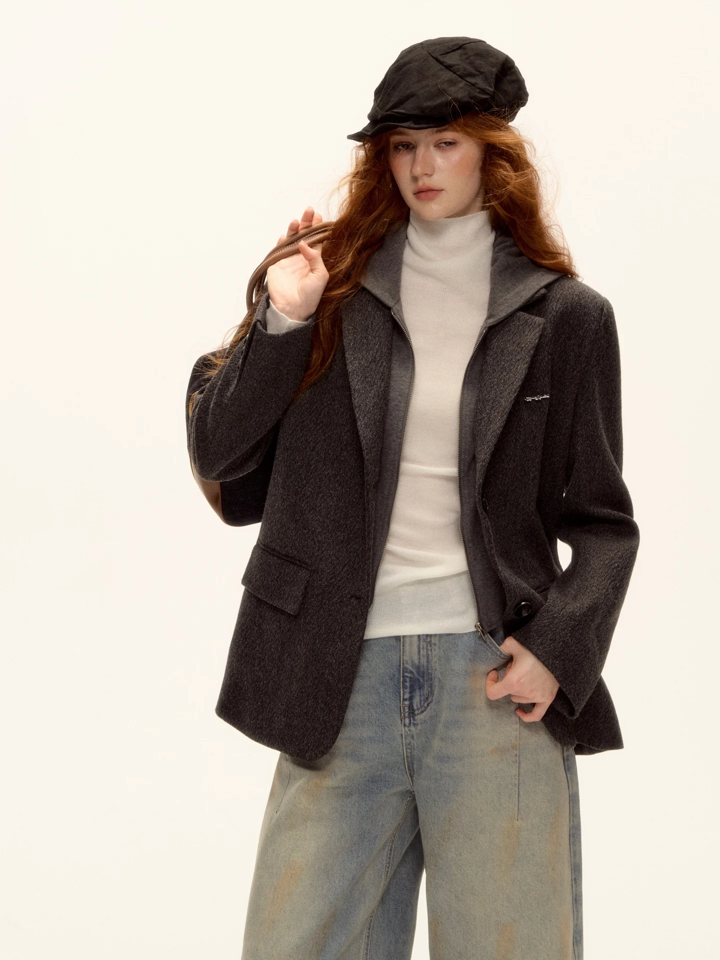 

Женское шерстяное пальто AsGony с шапкой, повседневное, с воротником-стойкой, имитация двухслойности, из хлопка и полиэстера