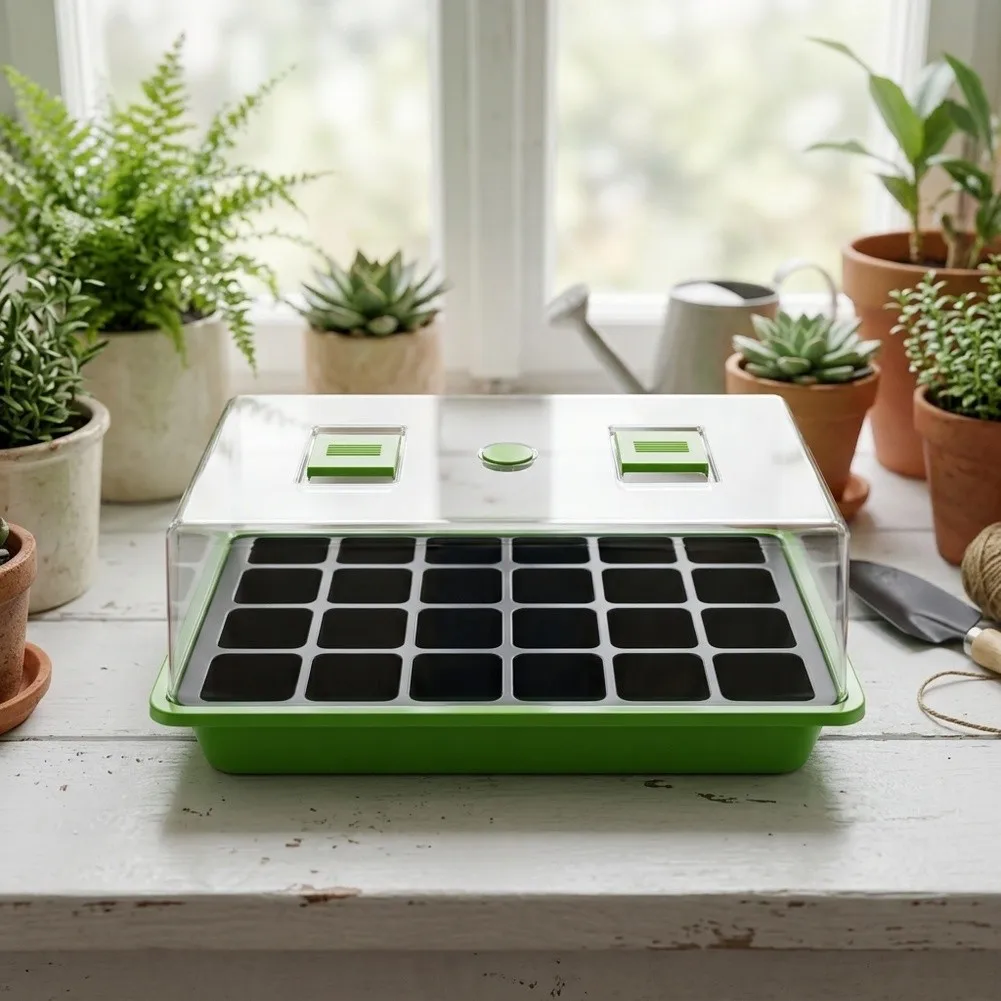 24 Cell Plant Propagation Tray For Home Garden Horticulture Moisture Retention Germination Kit For Seeds= Sprouting Growth