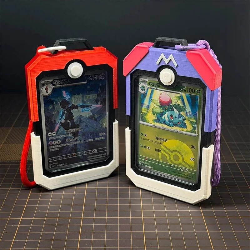 For PTCG Pokemon Trading Card Storage Box With Card Sleeves Pokeball Card Brick Pendant Display Case Multi Functional Tcg Card