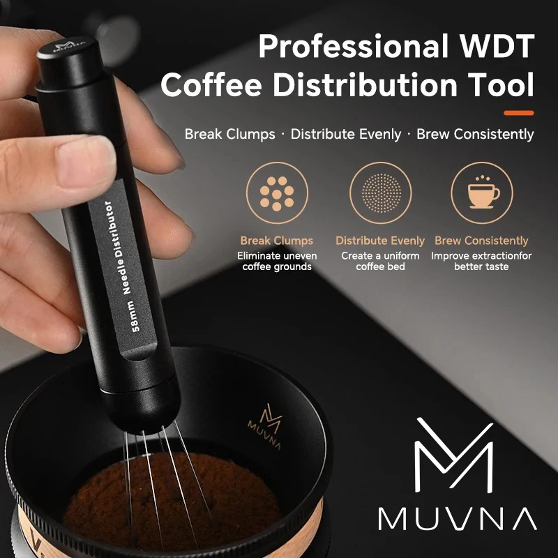 MUVNA Coffee Distributor WDT Espresso Tool Retractable Coffee Needle,with 8 Needles for Espresso Stirrer Barista Accessories