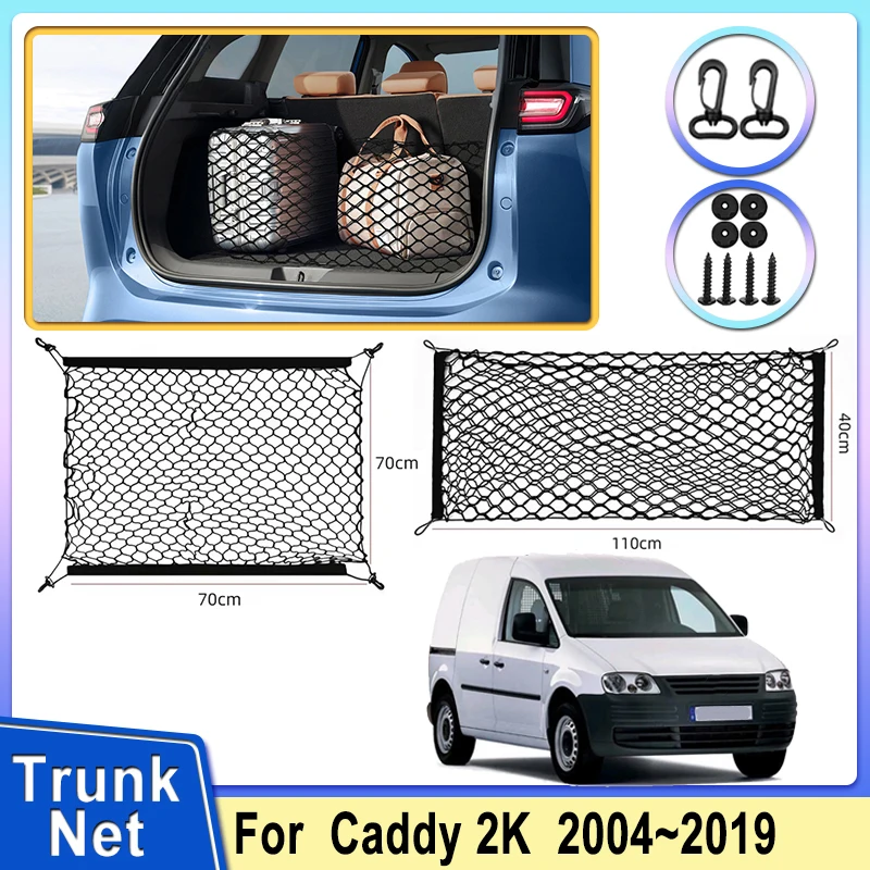 Car Trunk Nets For Volkswagen VW Caddy 2K Maxi MK3 2004~2019 Stretchable Mesh Pocket Net Storage Rear Back Cargo Car Accessories