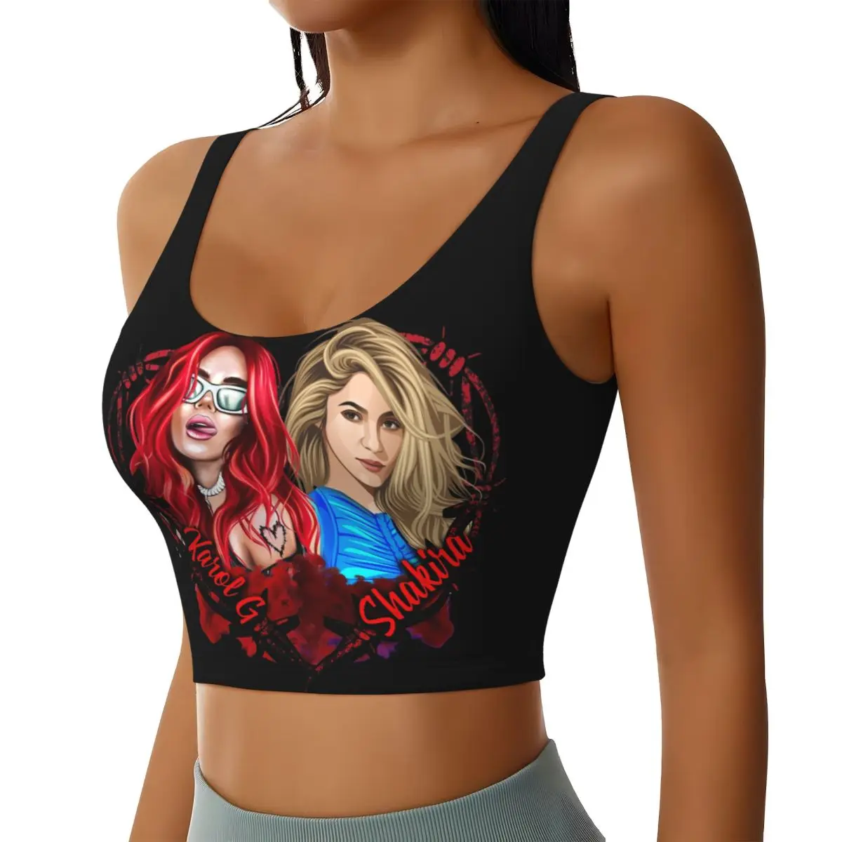Custom Women Manana Sera Bonito Colombian Music Singer Karol G Sports Bras High Impact Gym Workout Running Crop Tank Tops