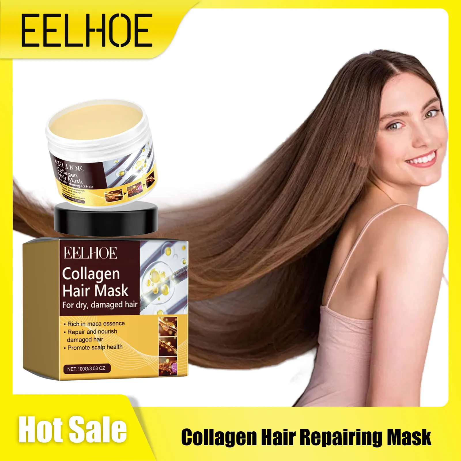 

Collagen Keratin Hair Mask Soft Smooth Frizz Damaged Repair Revitalize Oil Control Moisturizer Conditioner Hair Care Product