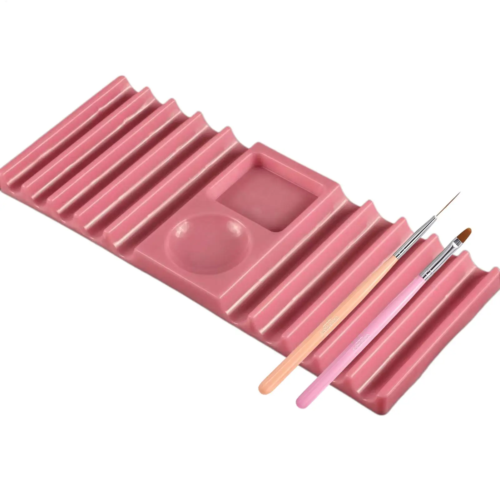Nail Brush Holder Nail Arts Tools Storage Nail Brush Storage Non-slip Space Saving Double-Head Nail Painting Brush Holder Tray