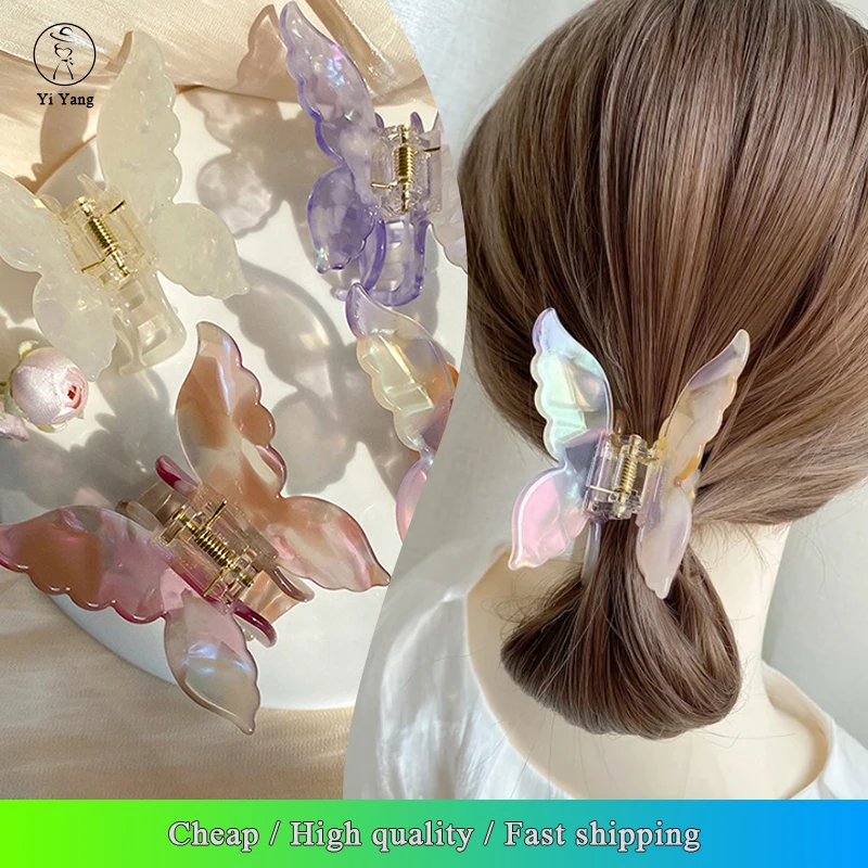 

2024 French Fashion Butterfly Hair Claw Casual Clip for Women Girls Sweet Hair Clip Stylish Hairpin Acetate Barrette Headdress