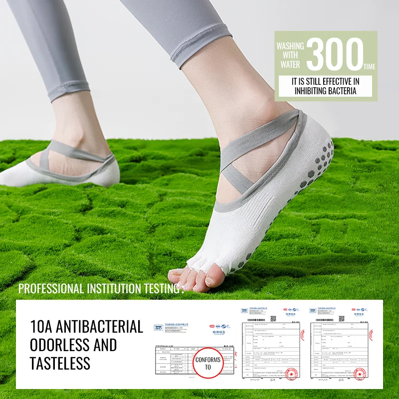 미오우 파이브 핑거 양말 여성용 발가락 없는 필라테스 양말 미끄럼 방지 그립 요가 양말 실내 피트니스 바레 댄스 발목 양말 스플릿 토 양말