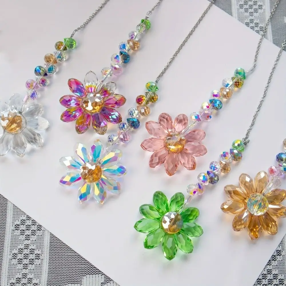 Colourful Flower Sun Catcher Hanging Ornament Exquisite Rainbow Maker Creative Bohemian Artificial Crystal Suncatcher Home Decor