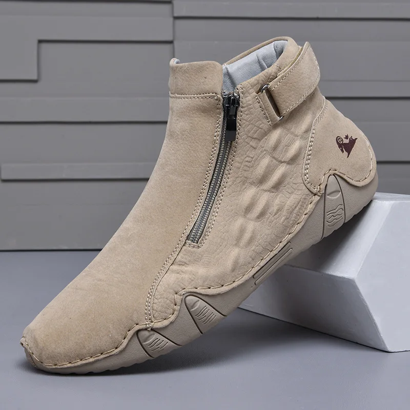 

Men's Wear-resistant Boots Casual Classic Genuine Leather Handmade Shoes Handmade Casual Male Hiking Walking Business Boots