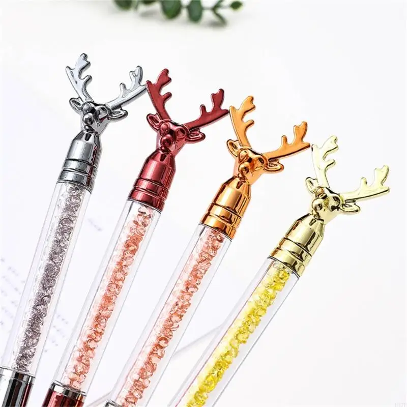 H37F 6Pcs Antler Ballpoint Pen Twist Action Novelty Writing Pen Christmas Stocking Fillers for Student Reward Christmas Gift