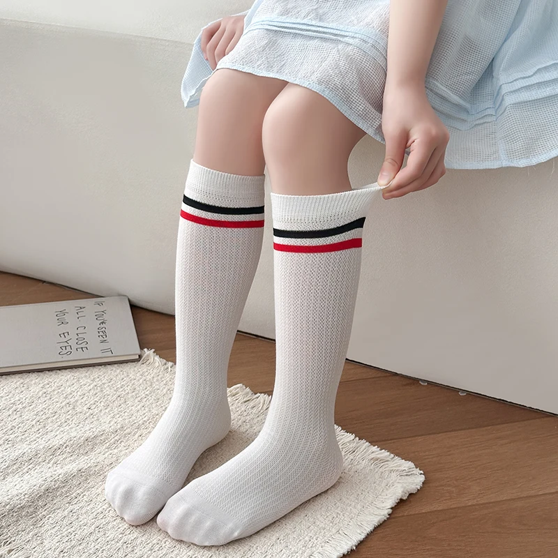 Spring And Summer Korean Academy Style Girls Fine Mesh Mid-Calf Stockings Thin Breathable Mesh Stretch Cozy Knit Material Socks