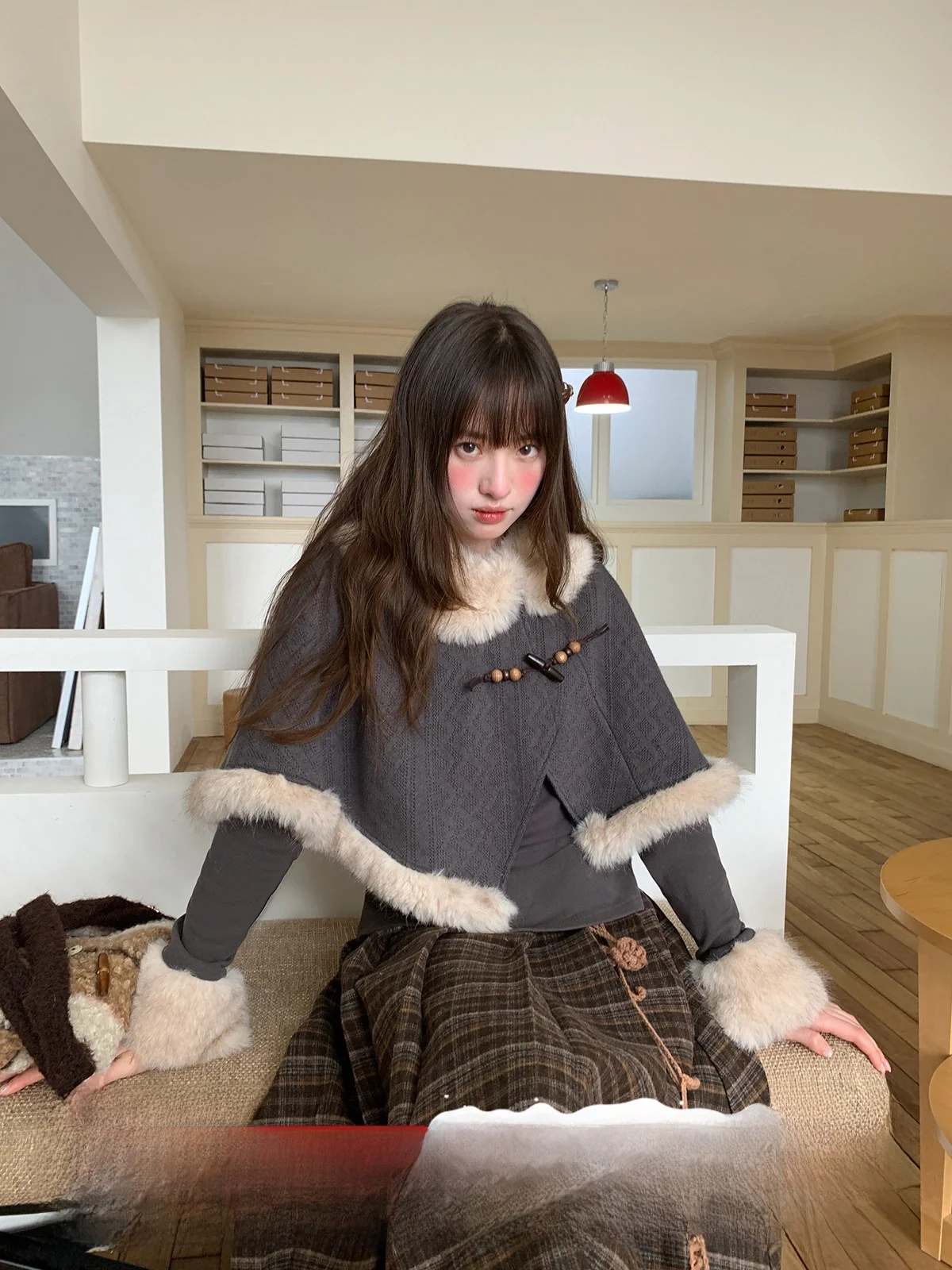 

Женское осенне-зимнее повседневное пальто-имитация двойки с длинными рукавами и свободным кроем, в стиле Cheeseday Mine ey Cowl Ne