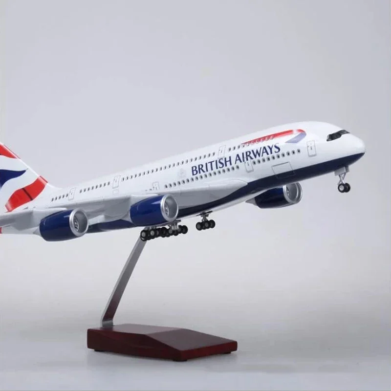 1:160 Scale Large Model Airplane Britain 380 Plane Models Diecast Airplanes with LED Light for Collection or Gift