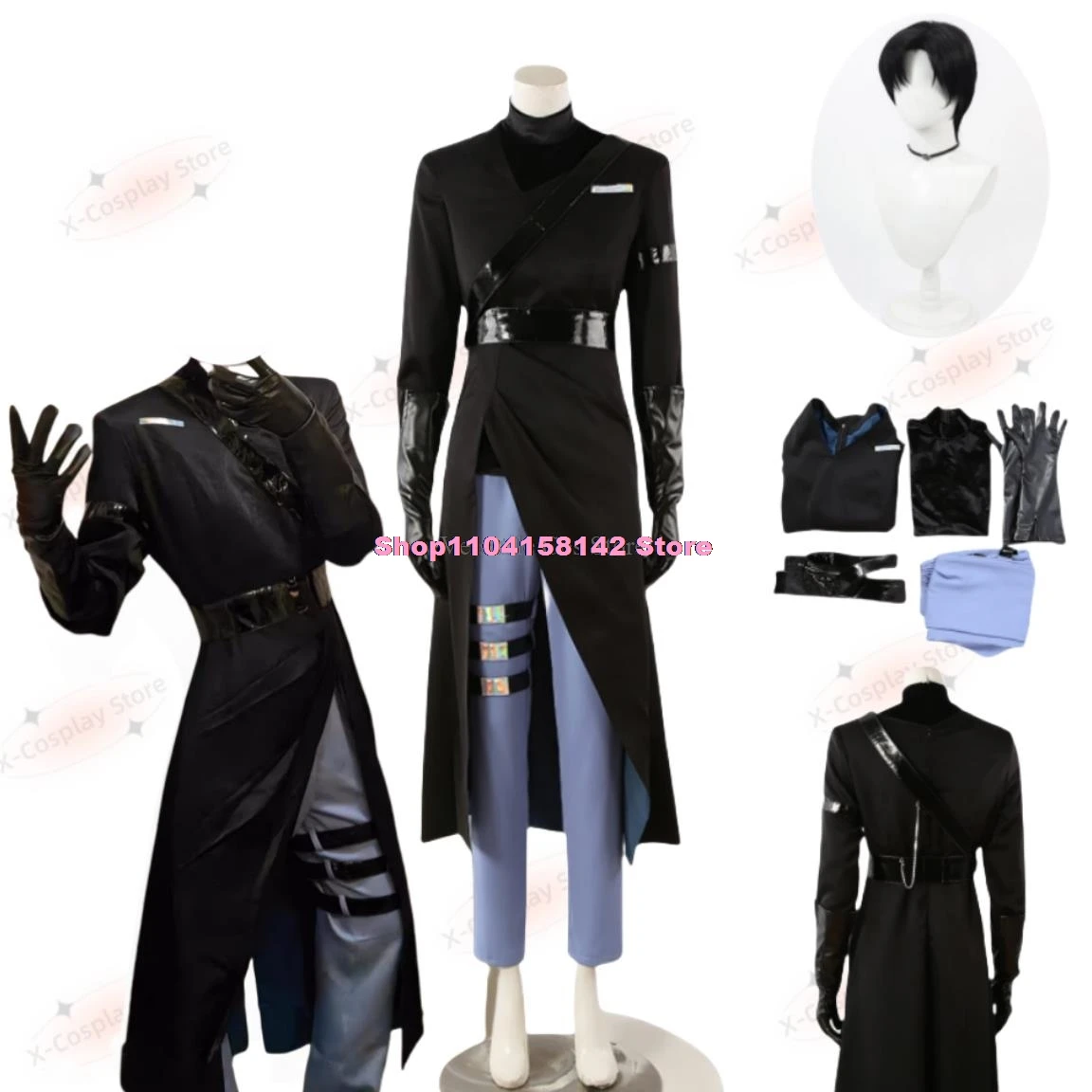 Alien Stage Anime Ivan Cosplay Black Sorrow Cosplay Black Wig Role Playing Party Pants Belt Halloween Carnival Costume Outfit