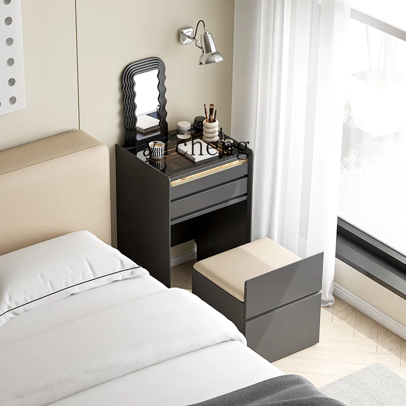 

Минималистичный комод из цельного дерева, многофункциональный прикроватный шкаф для маленькой спальни, столик для макияжа