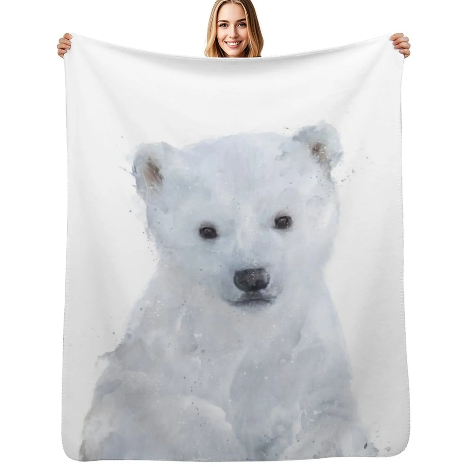 

Little Polar Bear Throw Blanket Warm Flannel Fabric Blankets