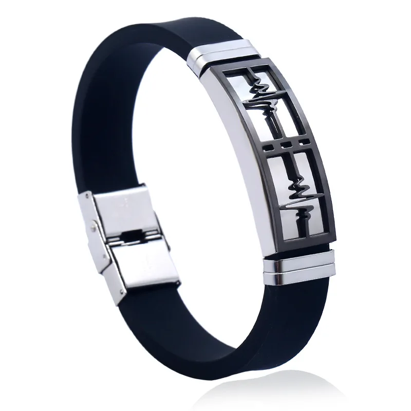 New Trend Silicone ECG Bracelet Charming Men's Bracelet Christmas Gift Valentine's Day Gift Protector Jewelry Accessories