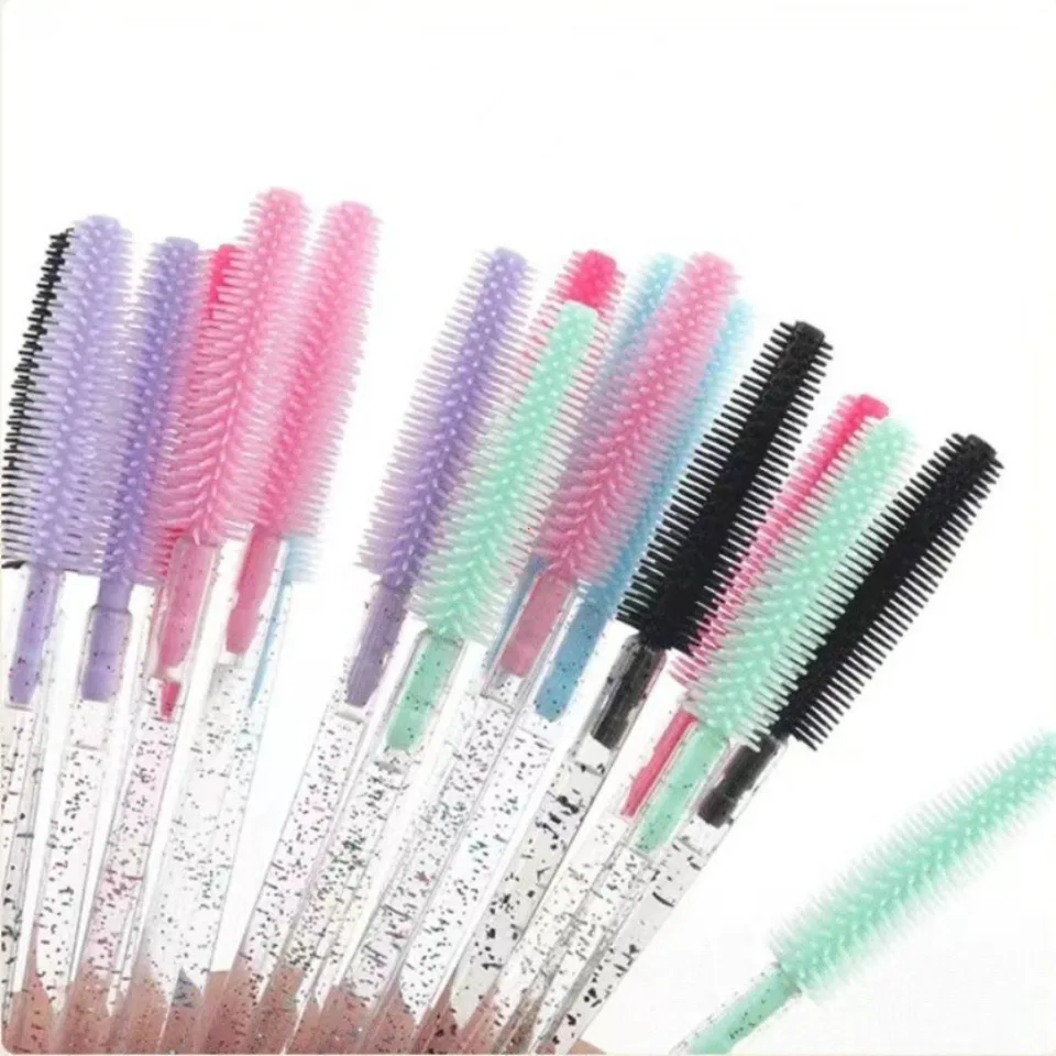 50 Piezas Cepillo de Silicona de Cristal para Pestañas, Cepillos de Maquillaje, Peine de Cejas, Espiral para Extensión de Pestañas, Herramienta de Microcepillo 3