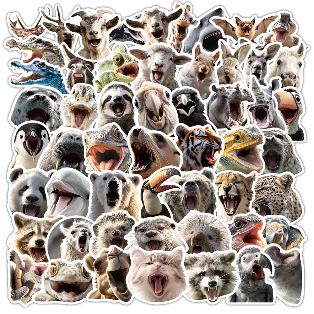 54PCS Funny Cute Animal Stickers Pack - Wild Animal Vinyl Decals for Laptop, Water Bottle, Phone Case | Perfect for Animal Lover