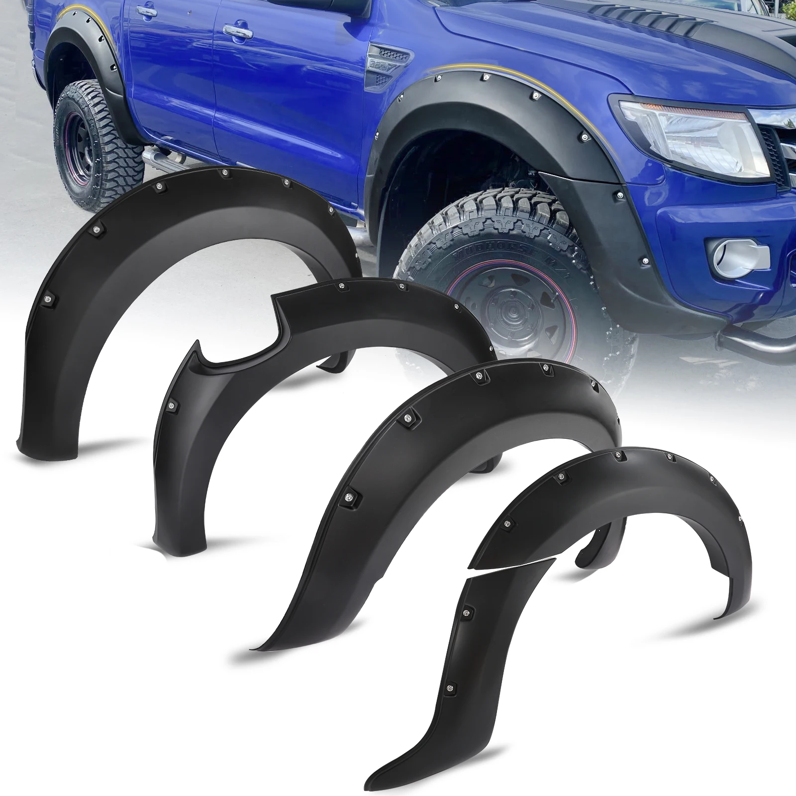 2012 2013 2014 T6 Wheel Arch Extension Fender Flares for Ford Ranger Wildtrak Double Cabin 9'' Mudguards Offroad Accessories