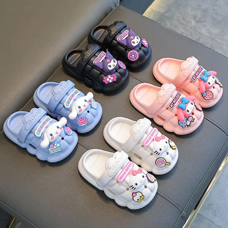 Hello Kitty Kuromi Cunnamoroll My Melody Sanrioed Summer Kids Clog Sandals Girls Boys Garden Beach Slippers Quick Dry Shoes Gift