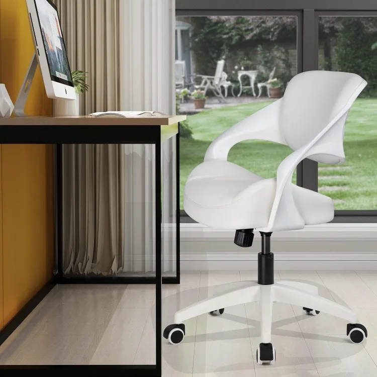 Silla ergonómica de escritorio para ordenador de oficina, soporte Lumbar, giratoria de 360 °, Blanca