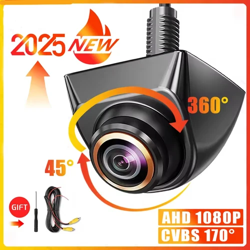 Cámara de visión trasera de coche 1080P Full HD CVBS AHD cámara trasera de marcha atrás 170 °   Cámara de marcha atrás para coche con lente ojo de pez y visión nocturna gran angular