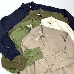 55% Linen 45% Cotton American Vintage Casual Shirts Western Style Loose Blouses Spring Autumn Long Sleeve Tops Male Simple