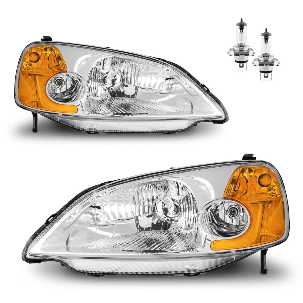 

Пара хромированных фар с лампами для Honda Civic 2001, 2002, 2003 годов выпуска